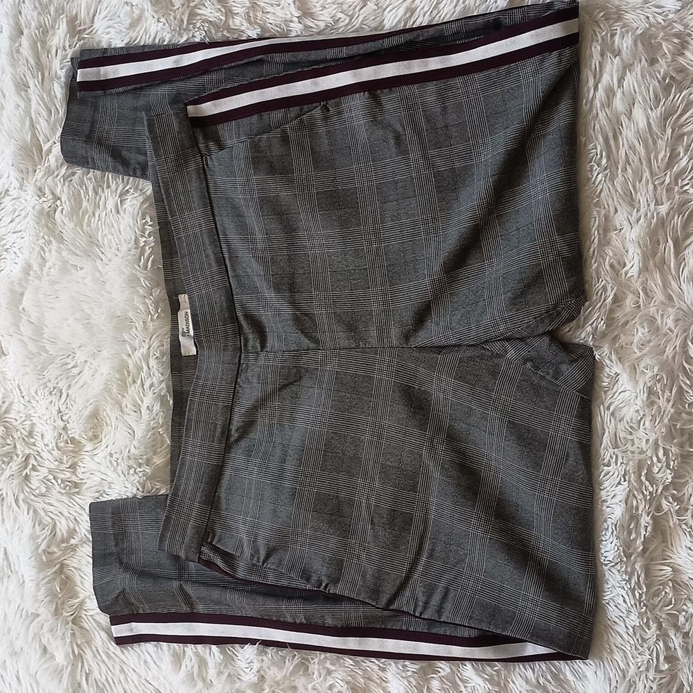 89th & Madison Pull On Plaid & Striped Trousers Ankle Length